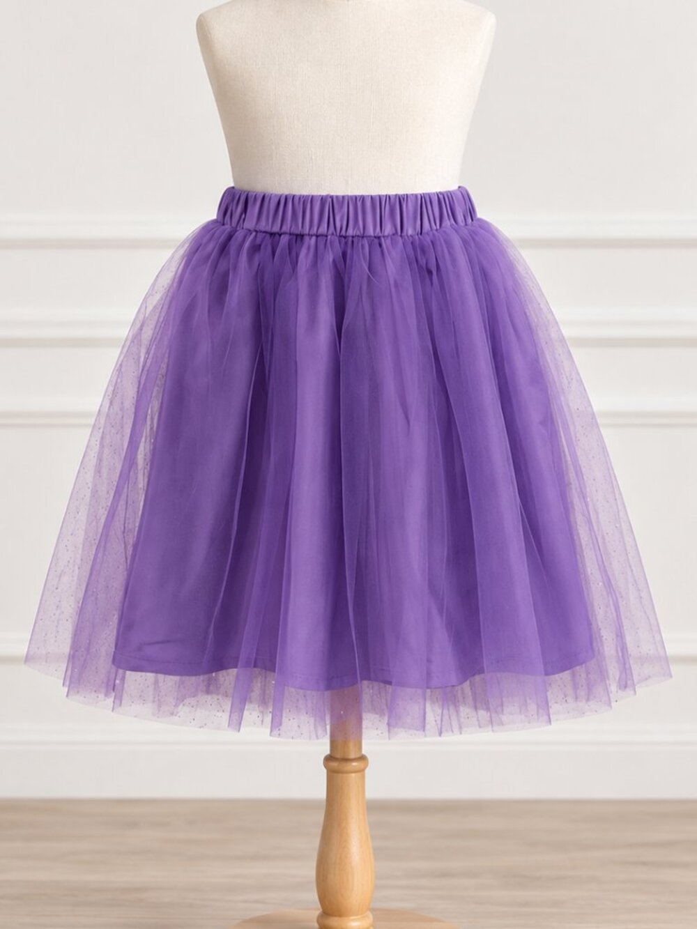 Girls Lavender Purple Layered Tulle Tutu Skirt Elastic Waist